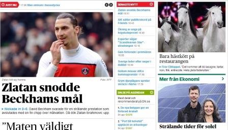 Ekosvensson och Zlatan delar förstasidan på DN.se